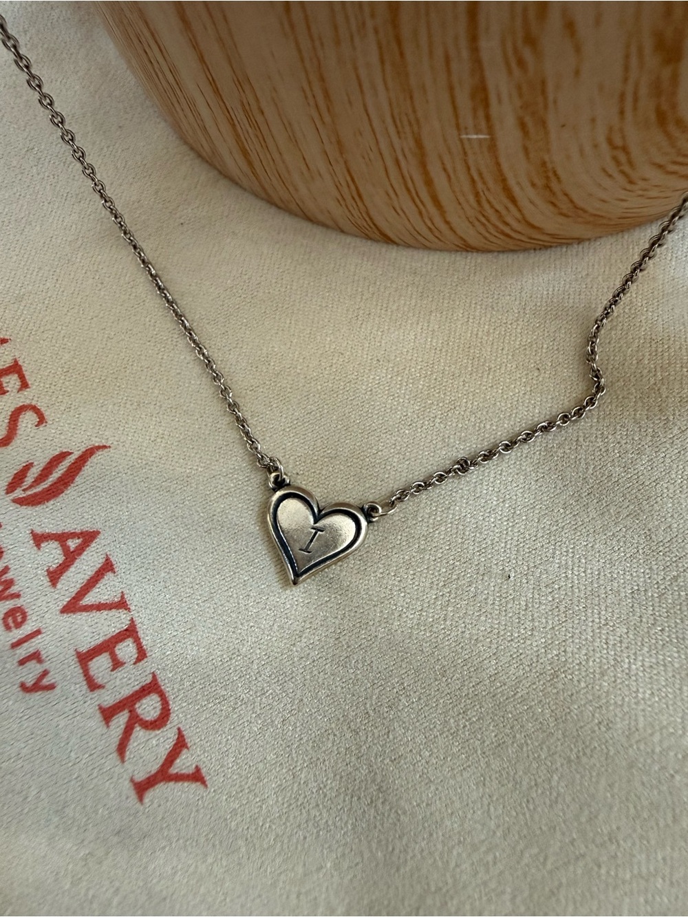 James Avery Silver Heart Initial 'I' Necklace